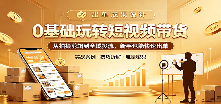 0基础玩转短视频带货：从拍摄剪辑到全域投流，新手也能快速出单-创业资源网