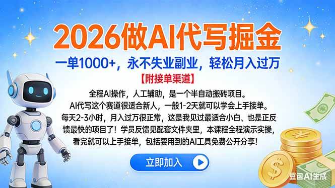 （16924期）2026做AI代写掘金，一单1000+，永不失业副业，轻松月入过万-创业资源网