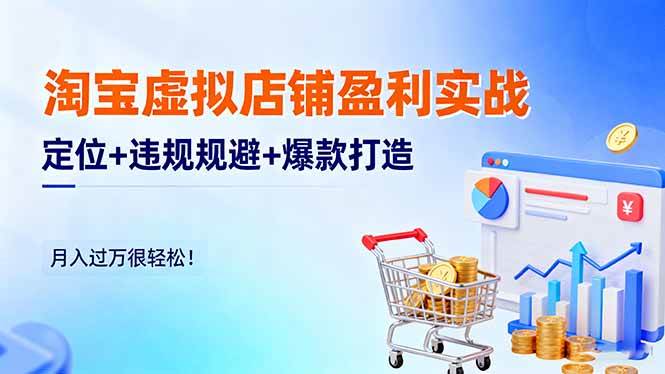 (16387期)淘宝虚拟店铺盈利实战:定位+违规规避+爆款打造,月入过万很轻松!-创业资源网