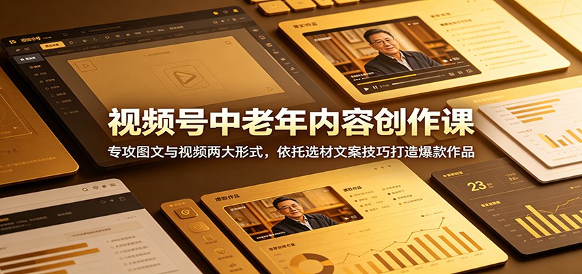 视频号中老年内容创作课：专攻图文与视频两大形式，依托选材文案技巧打造爆款作品-创业资源网