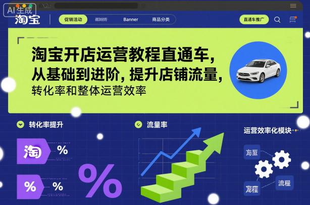 淘宝开店运营教程直通车，从基础到进阶，提升店铺流量，转化率和整体运营效率（更新26年1月）-创业资源网