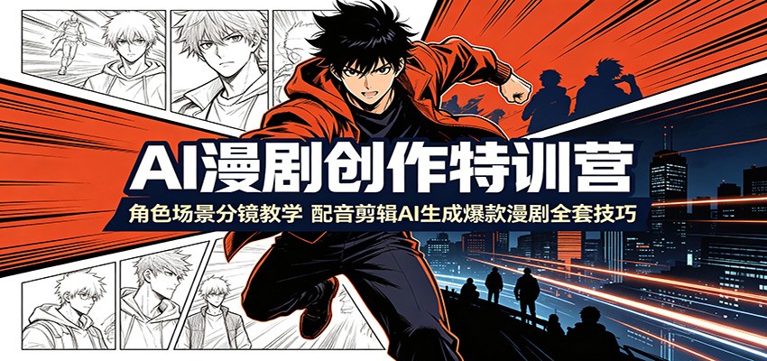 AI漫剧创作特训营：角色场景分镜教学，配音剪辑AI生成爆款漫剧全套技巧-创业资源网