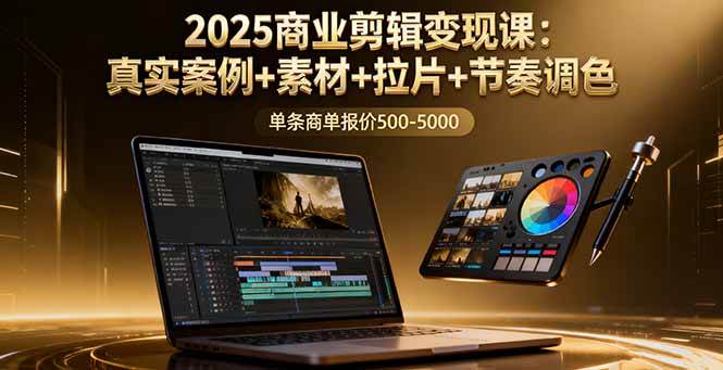（16130期）2025商业剪辑变现课：真实案例+素材+拉片+节奏调色，单条商单报价500-5000-创业资源网