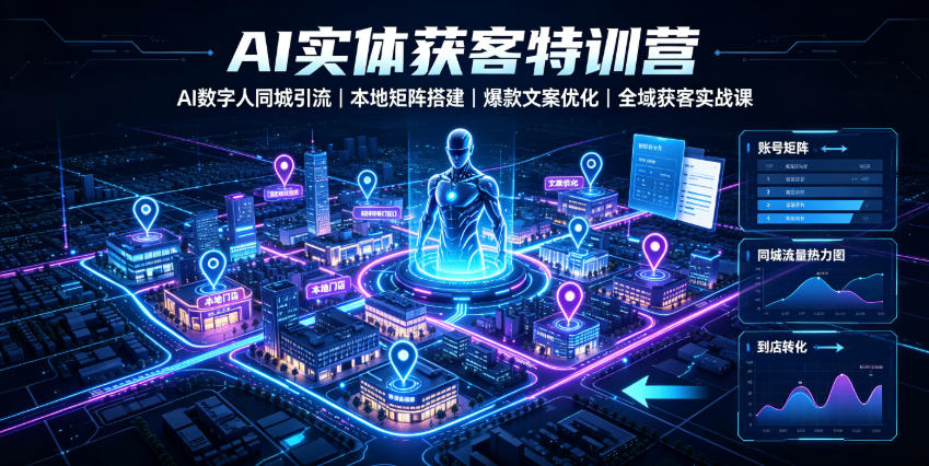 AI实体获客特训营｜AI数字人同城引流、本地矩阵搭建、爆款文案优化全域获客实战课-创业资源网