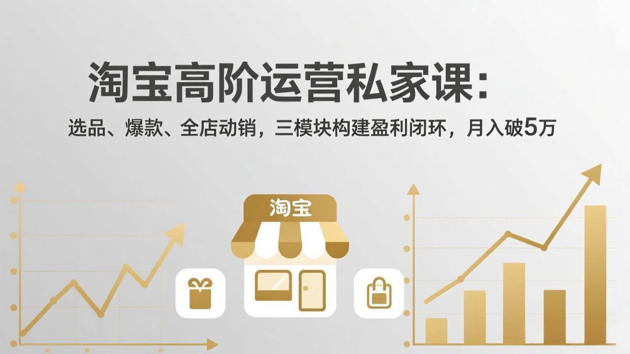 （17944期）淘宝高阶运营私家课（更新26年4月）：选品、爆款、全店动销，三模块构建盈利闭环，月入破5万-创业资源网