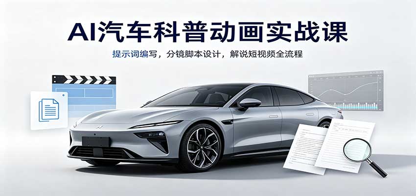 AI汽车科普动画实战课：提示词编写，分镜脚本设计，解说短视频全流程-创业资源网
