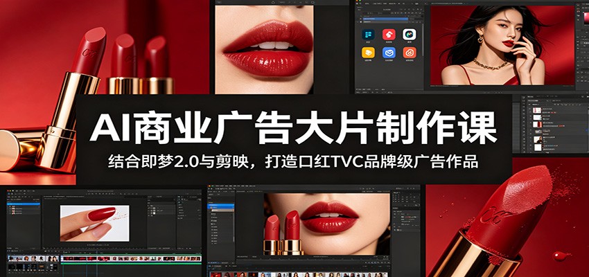 AI商业广告大片制作课：结合即梦2.0与剪映，打造口红TVC品牌级广告作品-创业资源网