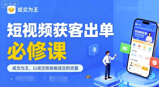 短视频获客出单必修课，成交为王，以成交为导向，直接做能成交的流量-创业资源网