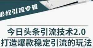 今日头条引流技术2.0,打造爆款稳定引流的玩法视频教程-创业资源网