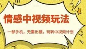 北北《情感中视频玩法》一部手机,无需出镜,玩转中视频计划-创业资源网