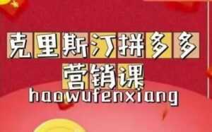 克里斯汀《拼多多运营课》适合小白初涉平台,低成本入门-创业资源网