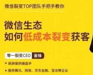 鉴锋《微信生态如何低成本裂变获客》助你进阶微信裂变高手-创业资源网