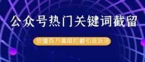 公众号热门关键词截留精准引流实战课程,价值百万高级拦截引流玩法!-创业资源网