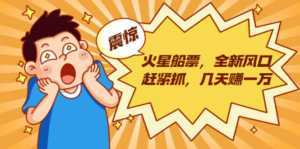 火星船票,全新风口赶紧抓,几天赚一万+摆地摊卖尾货月入一万(5个项目)-创业资源网