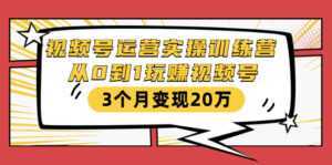 视频号运营实操训练营:从0到1玩赚视频号,3个月变现20万-创业资源网