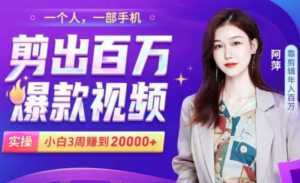 小白易上手的手机剪辑赚钱课,抓住短视频风口月赚2万+-创业资源网
