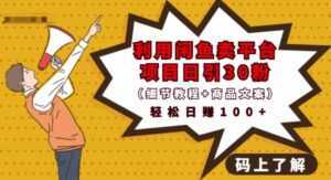 利用闲鱼卖平台项目课程资源日引流30+精准粉丝,轻松日赚100+,积累人脉可实现二次变-创业资源网