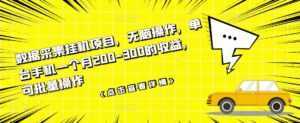 数据采集挂机项目,无脑操作,单台手机一个月200-300的收益,可批量操作-创业资源网