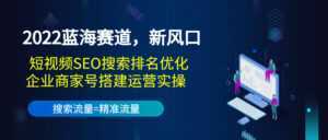2022蓝海赛道,新风口:短视频SEO搜索排名优化+企业商家号搭建运营实操-创业资源网