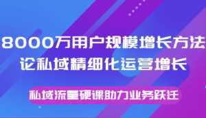 8000万用户规模增长方法论私域精细化运营增长,私域流量硬课助力业务跃迁-创业资源网