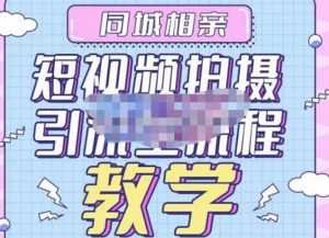 心动学堂·同城相亲短视频矩阵起号-引流-拍摄进阶,带你做好同城相亲,引流全流程教学-创业资源网
