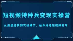 短视频特种兵变现实操营,从底层逻辑到实操细节,给你讲透短视频变现(价值2499元)-创业资源网