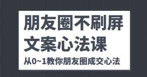 朋友圈不刷屏文案心法课 人人都要懂的商业逻辑 从0~1教你朋友圈成交心法-创业资源网