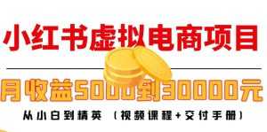 小红书虚拟电商项目：从小白到精英 月收益5000到30000 (视频课程+交付手册)-创业资源网