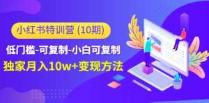 小红书特训营(第10期)低门槛-可复制-小白可复制-独家月入10w+变现方法-创业资源网