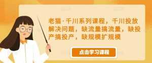 老猫·千川系列课程,千川投放解决问题,缺流量搞流量,缺投产搞投产,缺规模扩规模-创业资源网