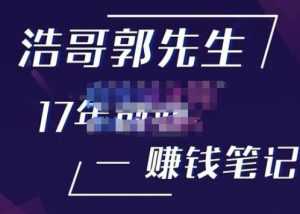 浩哥郭先生17年创业赚米笔记,打开你对很多东西的认知,让你知道原来赚钱或创业不单单是发力就行-创业资源网