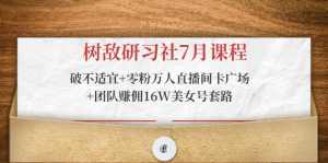 树敌研习社7月课程:破不适宜+零粉万人直播间卡广场+团队赚佣16W美女号套路-创业资源网