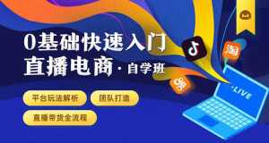 0基础快速入门直播电商课程:直播平台玩法解析-团队打造-带货全流程等环节-创业资源网
