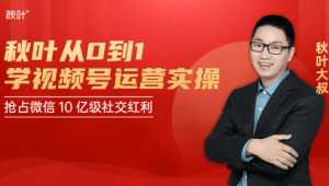 秋叶从0到1学视频号运营实操,抢占微信10亿级红利市场【完结-高清无水印】-创业资源网