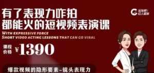 有了表现力咋拍都能火的短视频表演课,短视频爆款必备价值 1390 元-创业资源网
