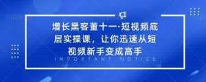 增长黑客董十一·短视频底层实操课,从短视频新手变成高手-创业资源网
