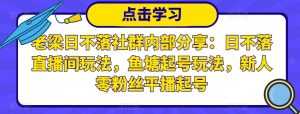 老梁日不落社群内部分享:日不落直播间玩法,鱼塘起号玩法,新人零粉丝平播起号-创业资源网