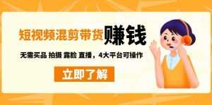 短视频带货赚钱混剪特训营：无需囤货发货 拍摄 露脸 直播，4大平台可操作-创业资源网