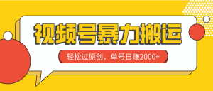 微信视频号暴力行为运送,轻松突破原创设计,运单号日赚2000-暖阳网-优质付费教程和创业项目大全-创业资源网