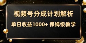 微信视频号分为方案,单日盈利1000 ,从开启计划到发布作品家庭保姆级课堂教学-暖阳网-优质付费教程和创业项目大全-创业资源网