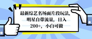 全新综艺名场面精彩片段游戏玩法,大牌明星自带光环,日入200 ,小白可做-暖阳网-优质付费教程和创业项目大全-创业资源网