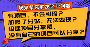 有项目,不容易引流方法?加盟子站,没法转现?建立新项目分享群,没有自己…-暖阳网-优质付费教程和创业项目大全-创业资源网