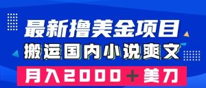 最新撸美金项目:搬运国内小说爽文,只需复制粘贴,月入2000+美金-暖阳网-优质付费教程和创业项目大全-创业资源网