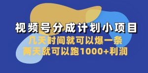 视频号分成计划小项目:几天时间就可以爆一条,两天就可以跑1000+利润-暖阳网-优质付费教程和创业项目大全-创业资源网