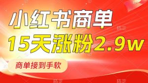 小红书的商单全新游戏玩法,小号15天2.9w粉,商单接到手软,1min一篇手记-创业资源网