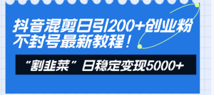 抖音混剪日引200+创业粉不封号最新教程!“割韭菜”日稳定变现5000+!-创业资源网