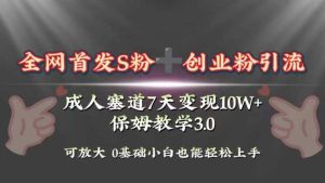 独家首发s粉加自主创业粉引流变现,两性用品跑道7天转现10w 家庭保姆课堂教学3.0-创业资源网