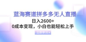 瀚海跑道拼多多平台无人直播,日入2600 ,0成本费转现,新手也可以快速上手-创业资源网