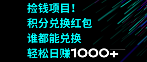 拾钱新项目!积分兑换兑换红包,谁都可以换取,轻轻松松日入1000-创业资源网
