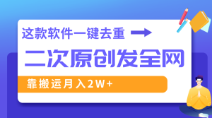 这个软件深层去重复、轻松突破原创设计,一个视频各大网站派发,靠运送月入2W-创业资源网
